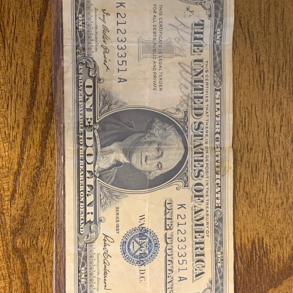 SILVER CERTIFICATE $1 Dollar Bill - Series 1957 - Picture 2 of 4